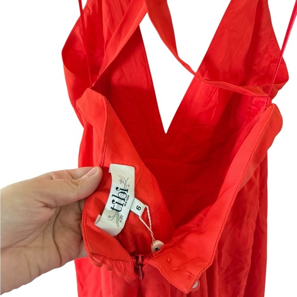 Tibi NEW Jeweled Red Orange Silk Gown - Picture 6 of 11